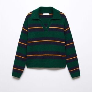 💚🧡💙 NWT MANGO Rugby Polo Sweater - Size L 💙🧡💚